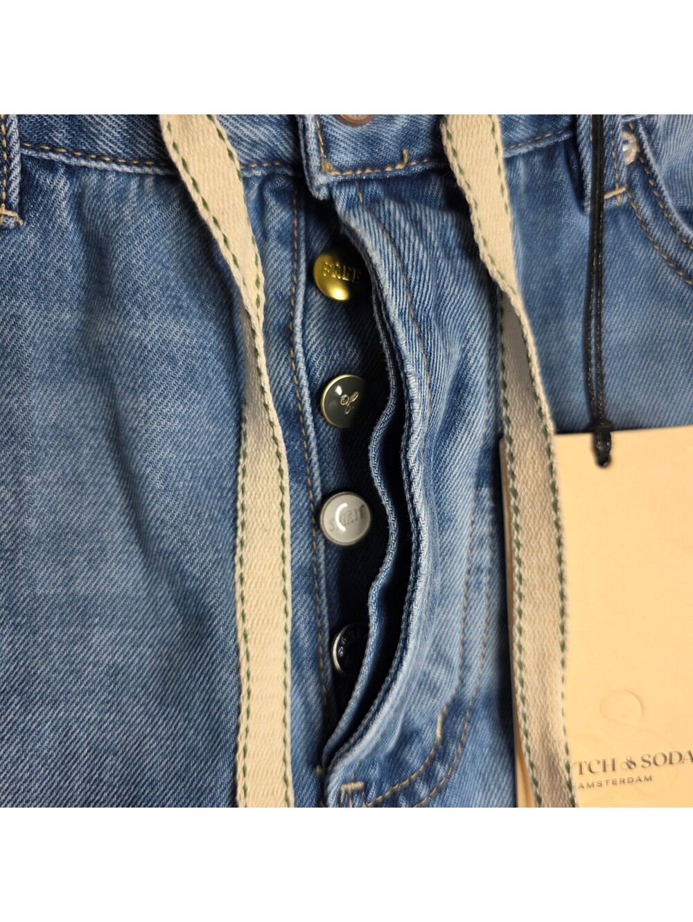 Scotch & Soda Baggy Drawstring Jeans Medium Denim Wide Leg NWT - Picture 3 of 13